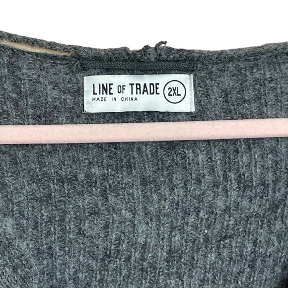 Line of Trade 100% Shetland Wool Gray V-Neck Button Front Cardigan Sweater 2XL - Picture 4 of 9